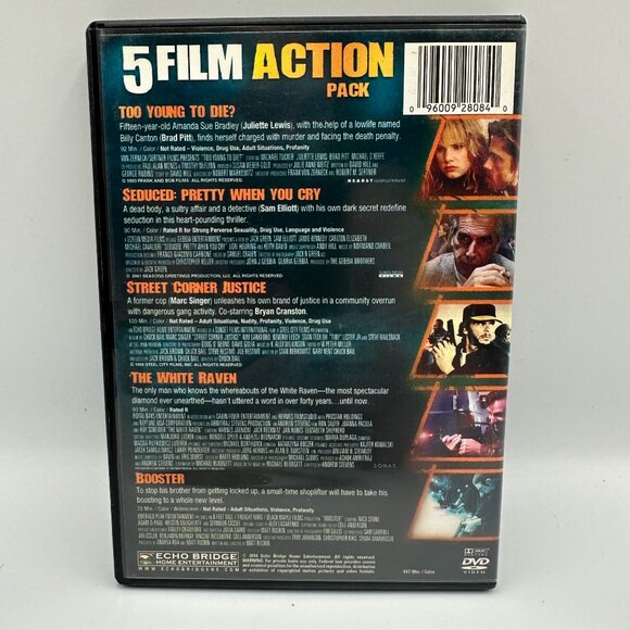 Too Young To Die 5 DVD Film Action Pack Brad Pitt Juliette Lewis Echo Bridge - Picture 2 of 3